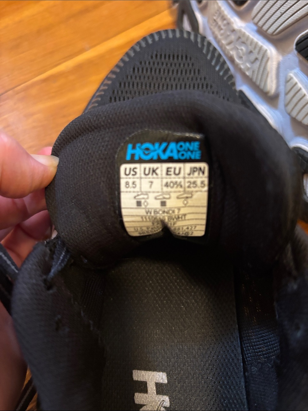 Hoka Bondi 7 Black & White Women’s Running Sneakers - Picture 9 of 9